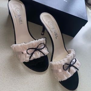 Chanel CC Ruffle Slide Sandal